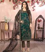 Green net embroidery salwar kameez
