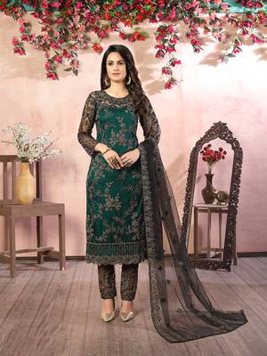 Green net embroidery salwar kameez 2