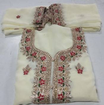 Off White embroidered faux georgette salwar 5