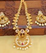 Matte finish peacock lakshmi necklace set