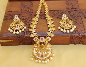 Matte finish peacock lakshmi necklace set 2