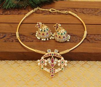 Gold platted antic temple necklace set 1