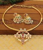 Gold platted antic temple necklace set