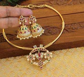 Gold platted antic temple necklace set 2