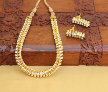 Gold platted stone short necklace set 1