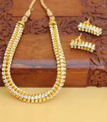 Gold platted stone short necklace set