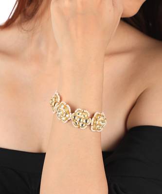 semi precious 22kt gold floral design bracelet 1