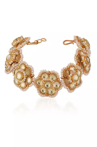 semi precious 22kt gold floral design bracelet