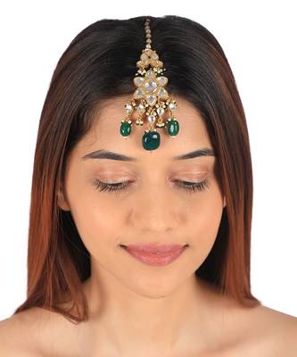 Emerald maang tikka in floral desgin 1