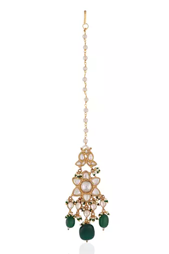Emerald maang tikka in floral desgin