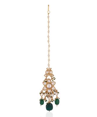 Emerald maang tikka in floral desgin 3
