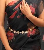 White traditional bridal floral waist belt