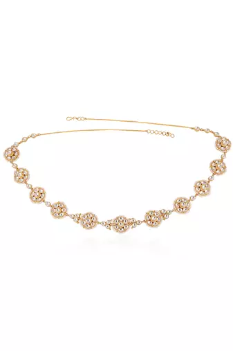 White traditional bridal floral waist belt