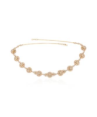 White traditional bridal floral waist belt 3