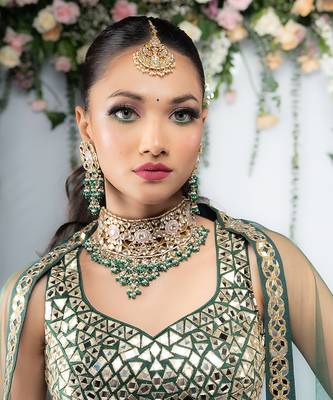 Pink meenakari  wedding wear necklace set 1