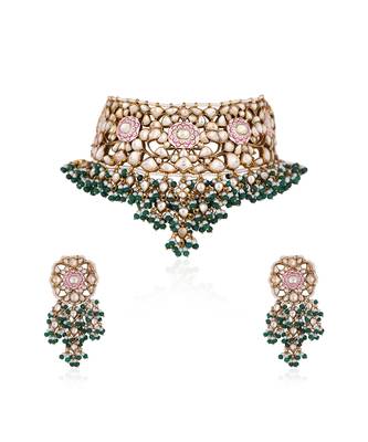 Pink meenakari  wedding wear necklace set 2