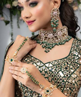 Pink meenakari  wedding wear necklace set 5