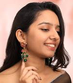 Red & green peacock design earrings