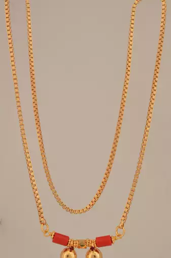 Golden mangalsutra with double vati LONG 30" one gram gold