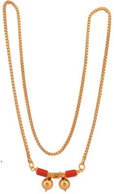 Golden mangalsutra with double vati LONG 30" one gram gold 3