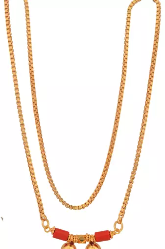 Golden mangalsutra with double vati LONG 30" one gram gold