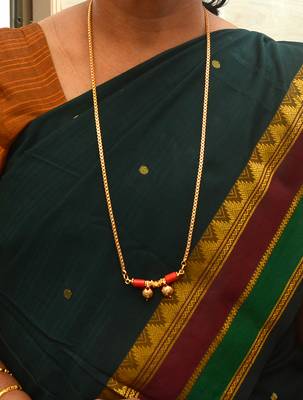 Golden mangalsutra with double vati LONG 30" one gram gold 4