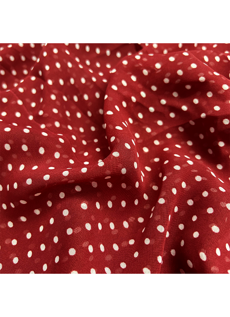Maroon Dot Printed Georgette Fabric - 2.5 Meter