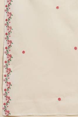 Trendmalls Pure Cotton Schiffli Work Embroidery Off-White Salwar Suit Set Kurta Pant with Dupatta 10