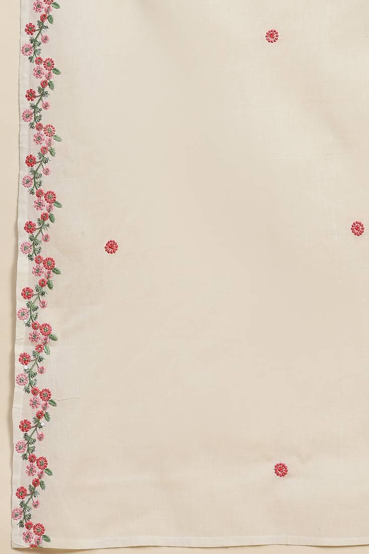 Pure Cotton Schiffli Work Embroidery Off-White Salwar Suit Set Kurta Pant with Dupatta