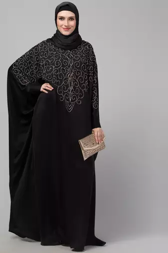 Nazneen front back contrast hand embroidery party wear Kaftan