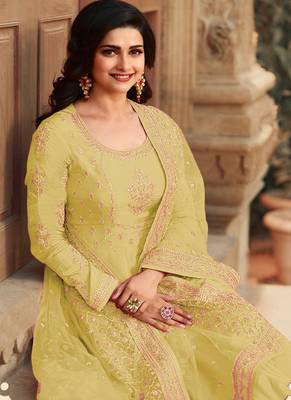 Lemon Yellow Party Wear Salwar Kameez for Women 2