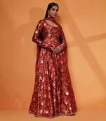 Dahlia floral raw silk anarkali gown