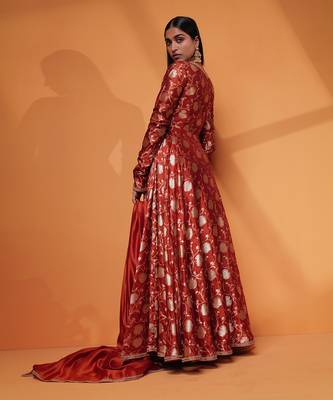 Dahlia floral raw silk anarkali gown 3
