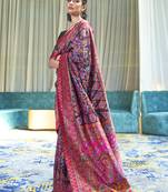 Black Kashmiri Modal Handloom Silk Woven Work Saree With Blouse