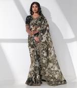 Iqra black saree set