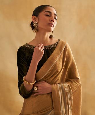 Rumeha gold-silver saree set 3