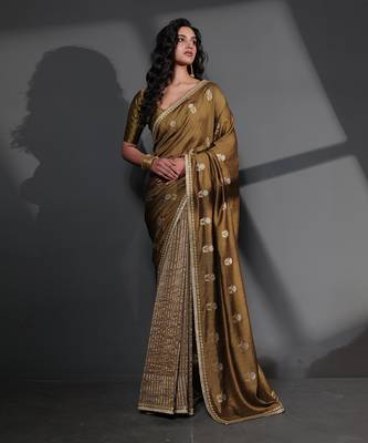Afra moss green saree set 2