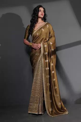 Afra moss green saree set