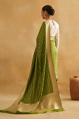 Nimisha forest green saree set