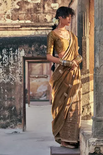 Afra moss green saree set