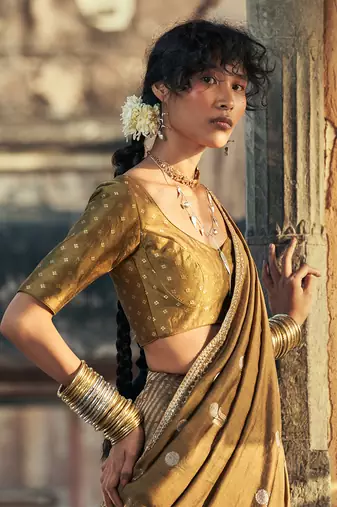 Afra moss green saree set