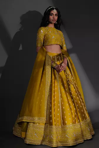 Sameena Mustard Lehenga Set