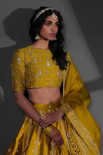 Sameena Mustard Lehenga Set