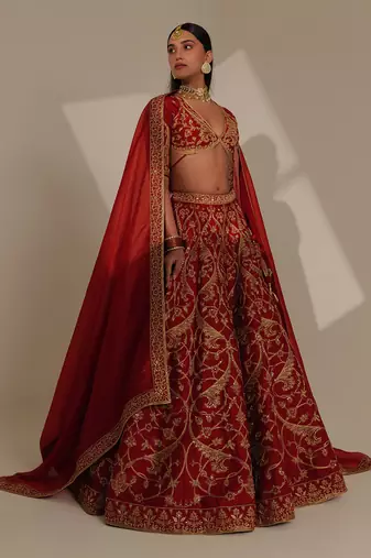 Katyayani Red Lehenga Set