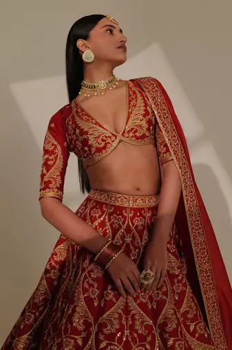 Katyayani Red Lehenga Set