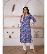 Blue floral printed kurta pant set