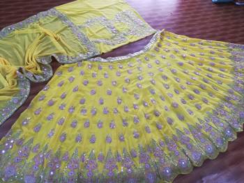 Meghalya Sunshine Yellow Georgette Lehenga Choli Set 8
