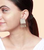 Square shape silver earring