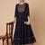 Kimayra rayon calf length flared 3/4 sleeves printed round neck kurta