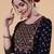 Kimayra rayon calf length flared 3/4 sleeves printed round neck kurta